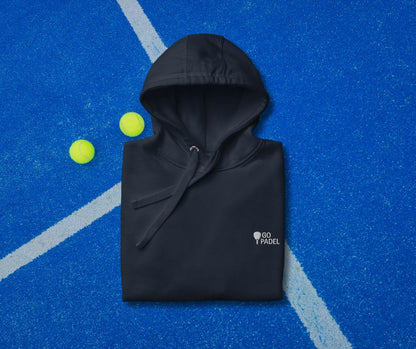 Hoodie Padel Unisexe Bleu Marine – Sweat GoPadel Brodé