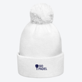 Bonnet à pompon blanc broderie bleu marine GO PADEL