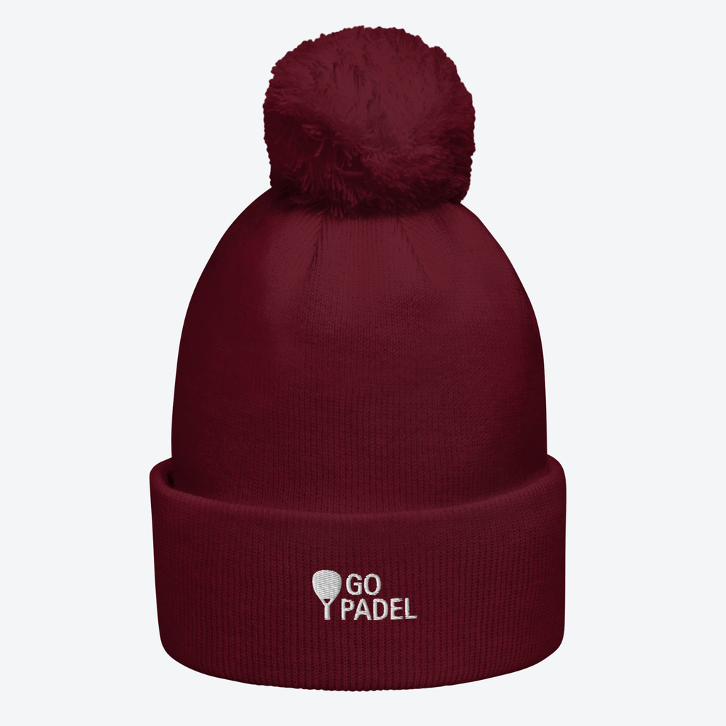 Bonnet à pompon broderie blanche GO PADEL