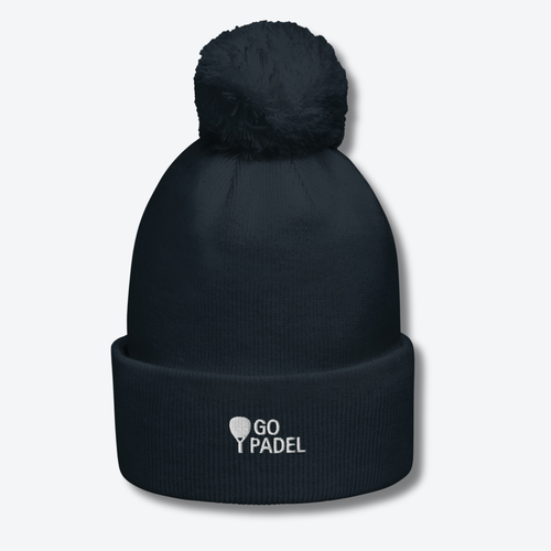 Bonnet à pompon broderie blanche GO PADEL